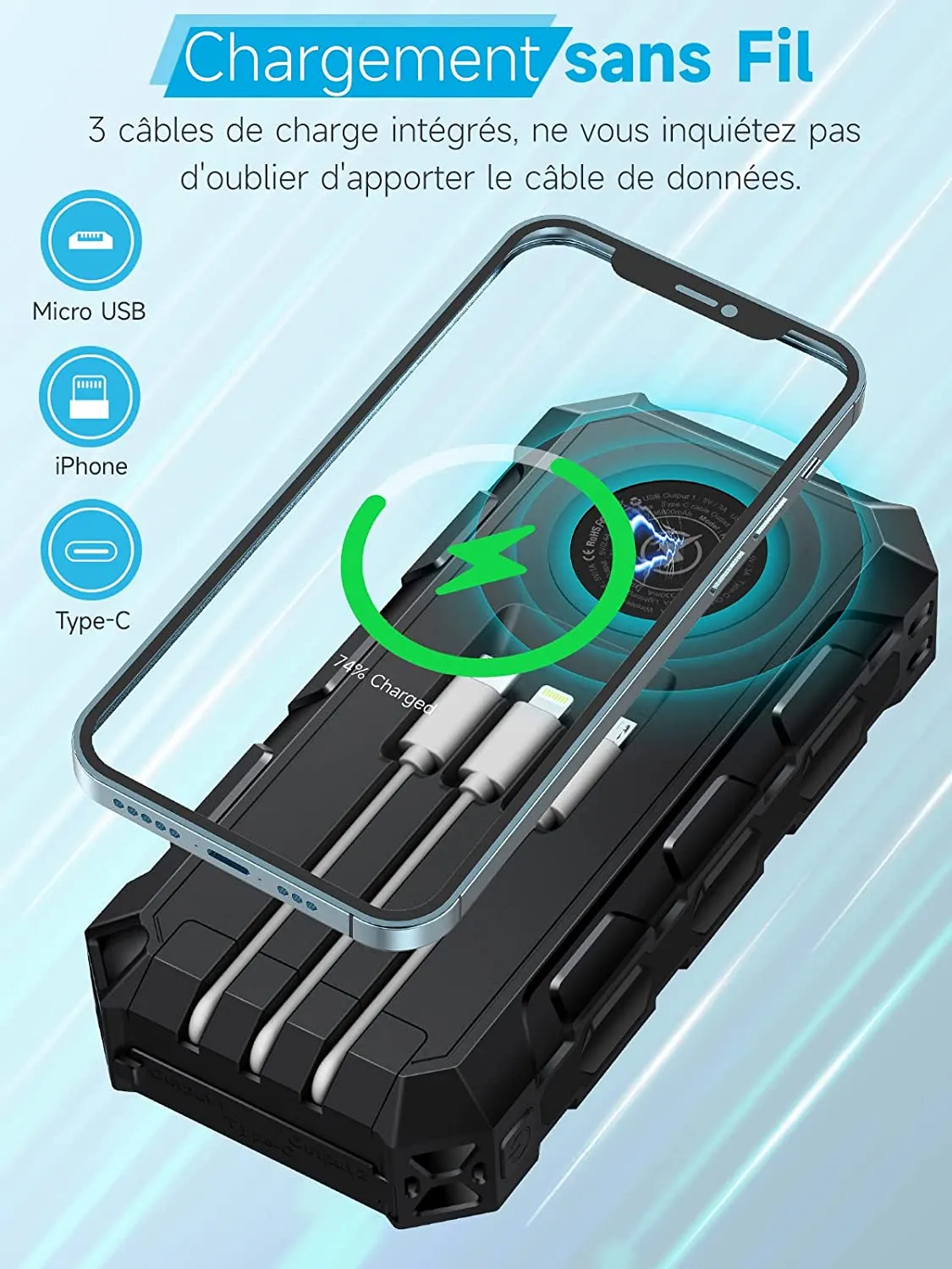 Batterie externe 36000mAh solaire – Image 3