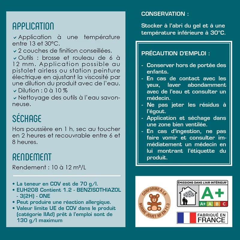 Peinture laque satinée blanche pour bois, murs, sols et métal de Nature & Développement – Image 4