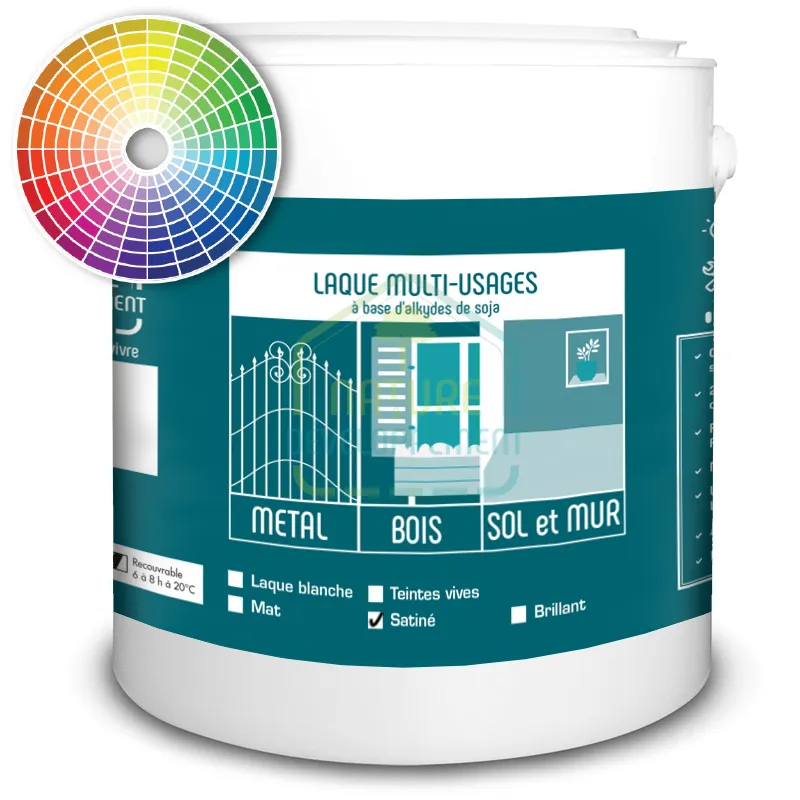 Peinture laque satinée teintée pour bois, murs, sols et métal de Nature & Développement – Image 2