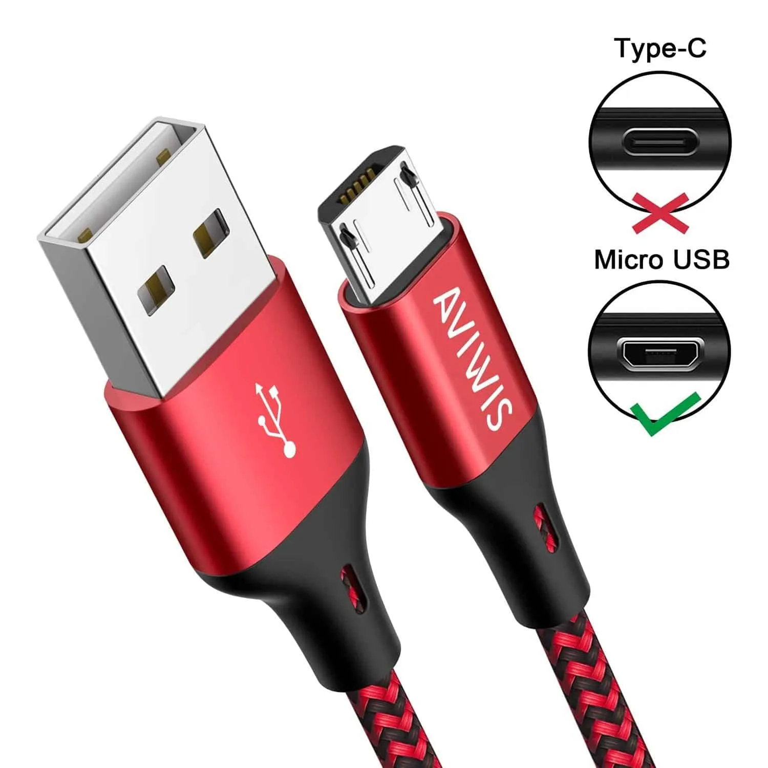 Lot de 3 câbles Micro-USB AVIWIS – Image 2