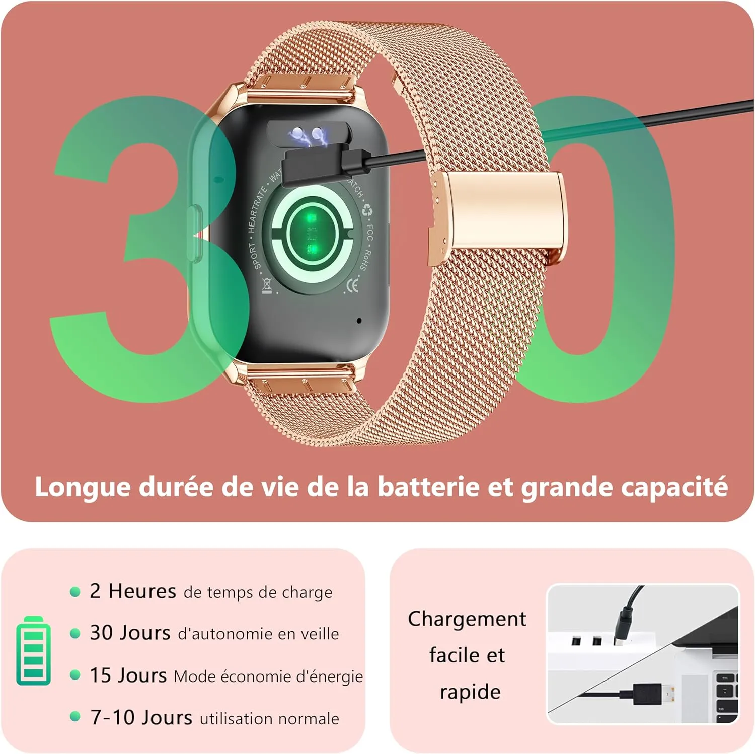 Montre Connectée Femme Bracelet Maille – Image 6