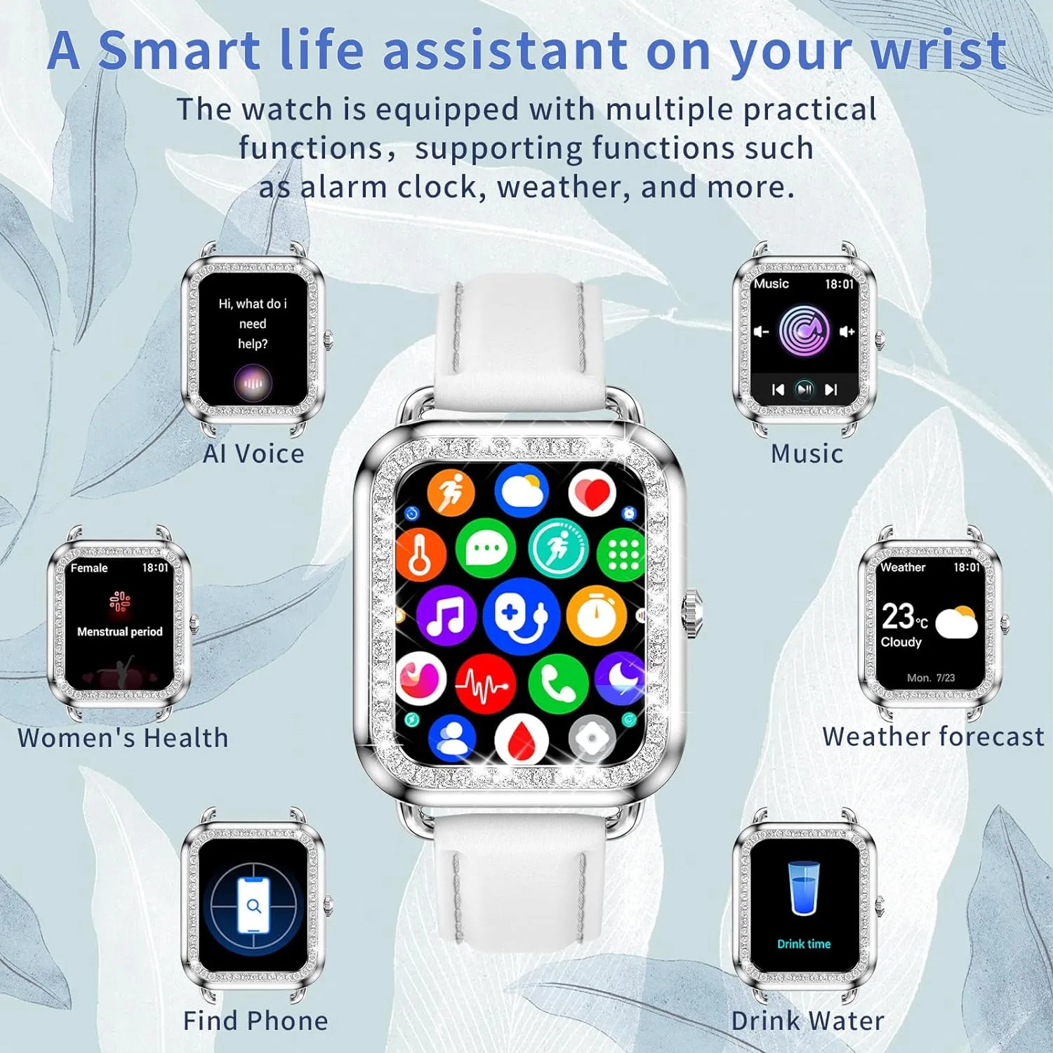 Montre Connectée Femme Bracelet Cuir – Image 6