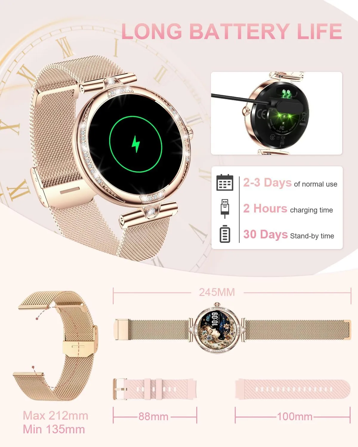 Montre Connectée Femme Appels 1.19 Pouce – Image 7