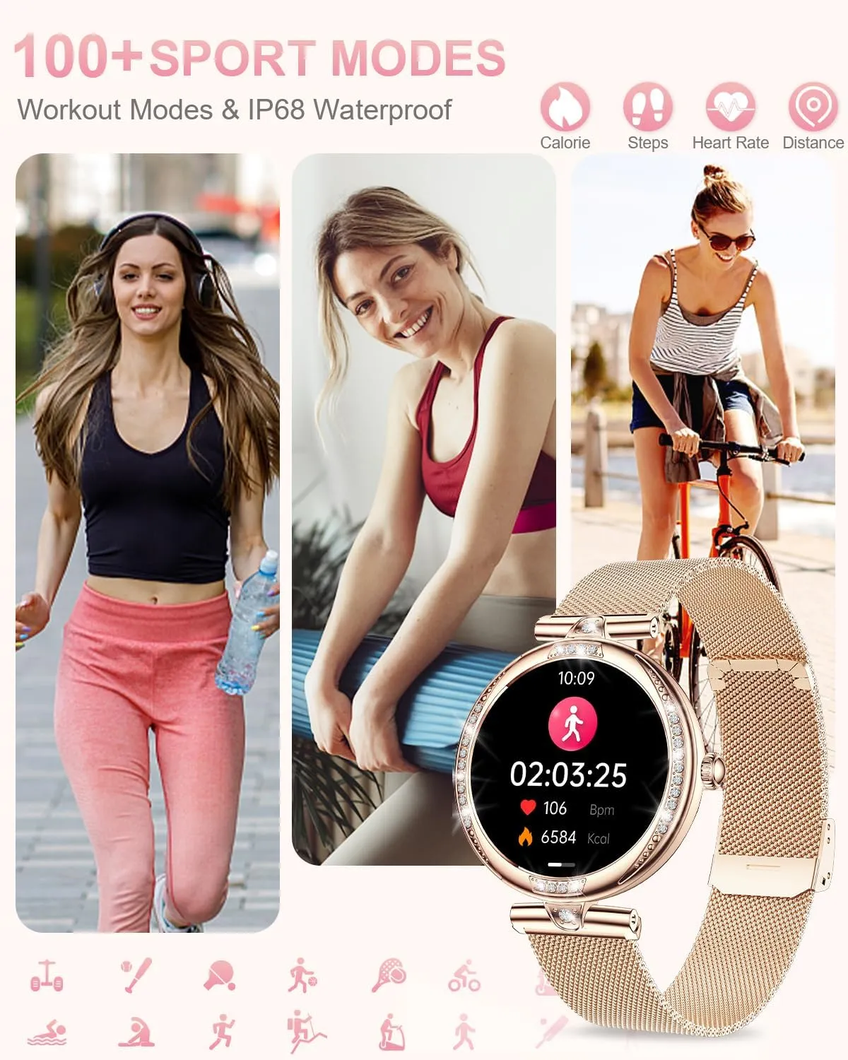 Montre Connectée Femme Appels 1.19 Pouce – Image 3