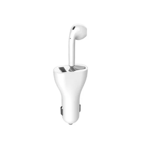 Chargeur Oreillette – Auto – Bluetooth 2En1 – 2.4A – Blanc
