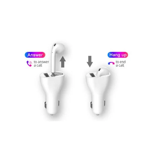 Chargeur Oreillette – Auto – Bluetooth 2En1 – 2.4A – Blanc – Image 4