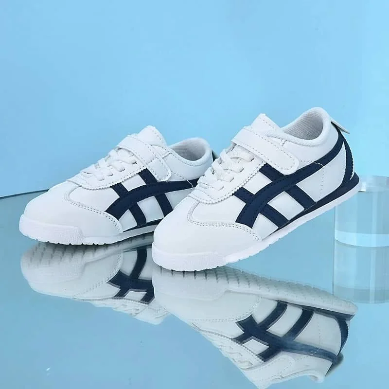 Basket Pour Enfants – Style Asics – Bleu Blanc – Image 3