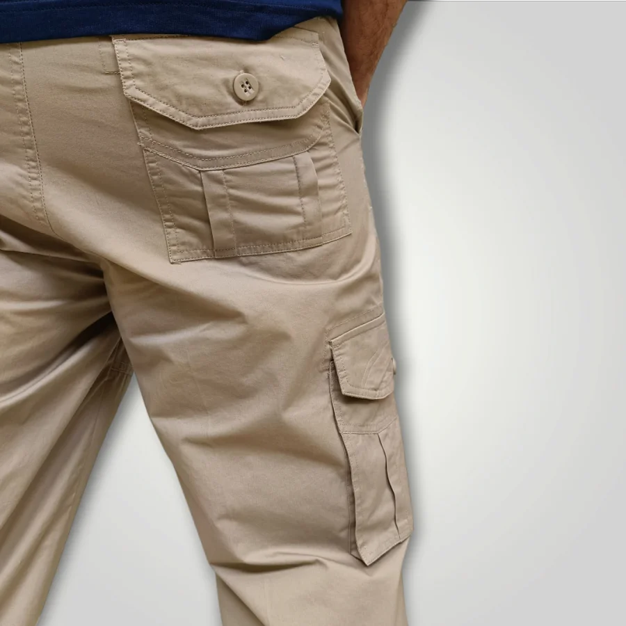 Pantacourt Cargo En Toile 3/4 Multi-Poches – CrossBy MA-04 – Beige – Image 6