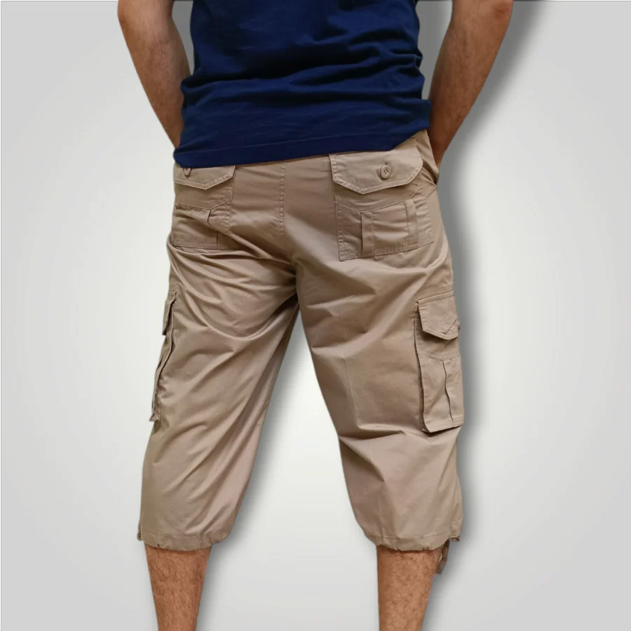 Pantacourt Cargo En Toile 3/4 Multi-Poches – CrossBy MA-04 – Beige – Image 5