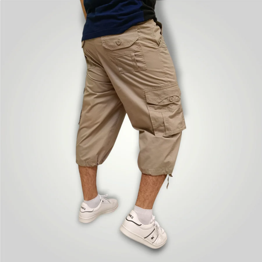 Pantacourt Cargo En Toile 3/4 Multi-Poches – CrossBy MA-04 – Beige – Image 4